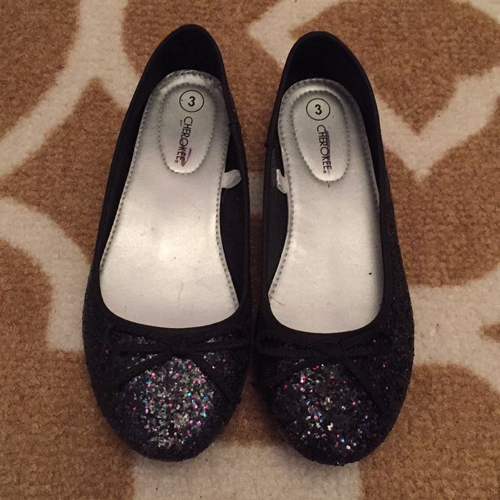 Black glitter flats